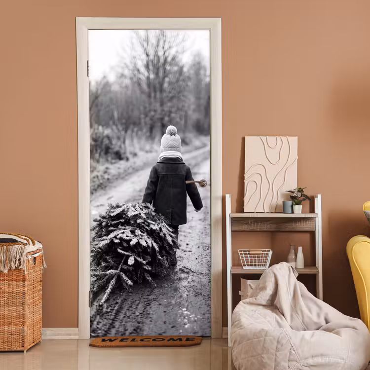 Deursticker - Kind - Boom - Winter — 2
