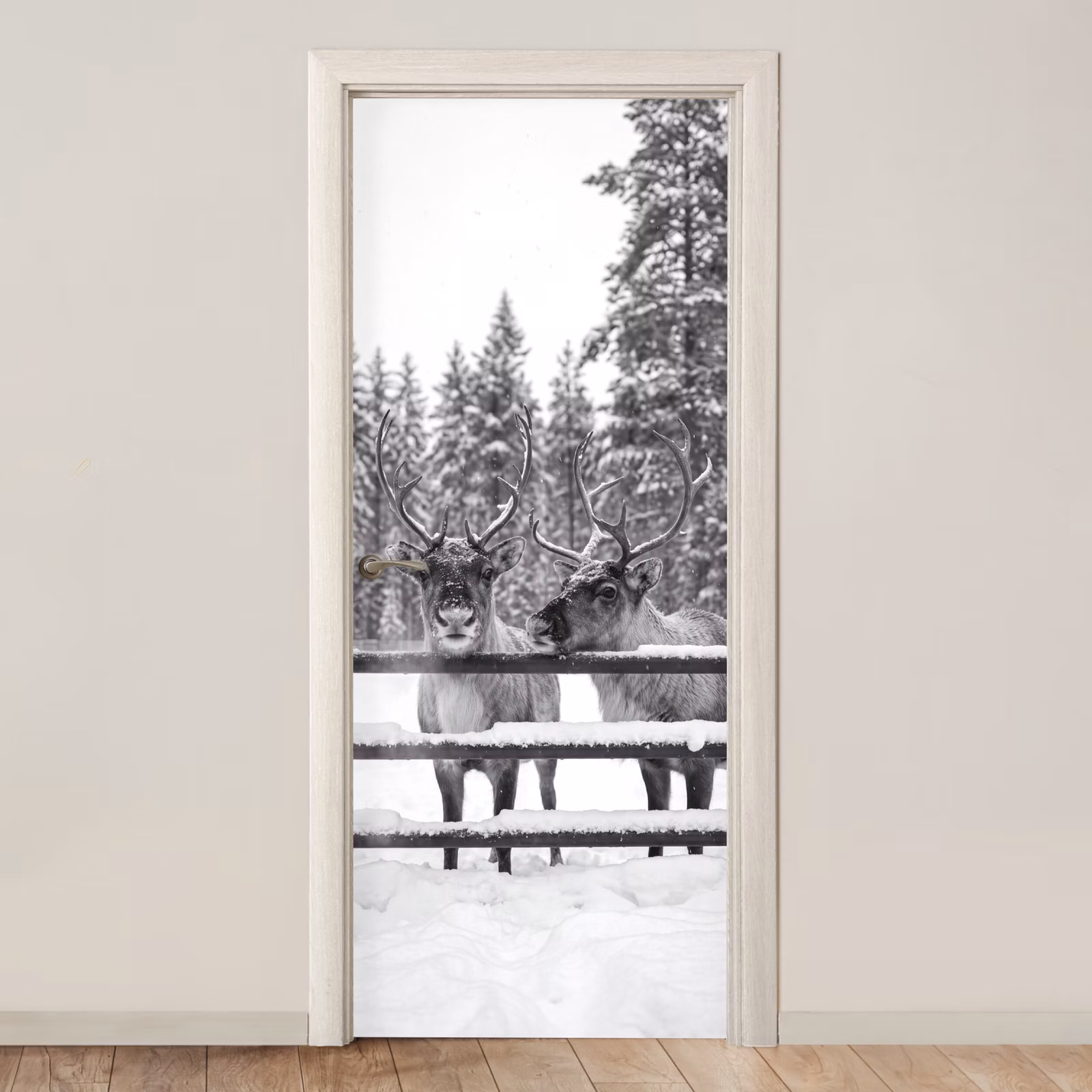 Deursticker - Rendier - Sneeuw - Winter — 1