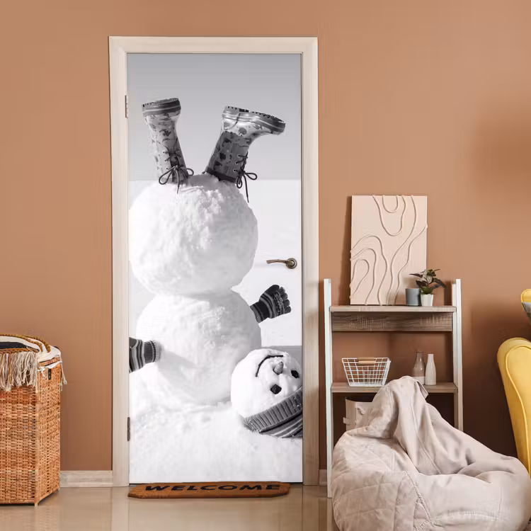 Deursticker - Sneeuwpop - Laarzen - Winter — 2