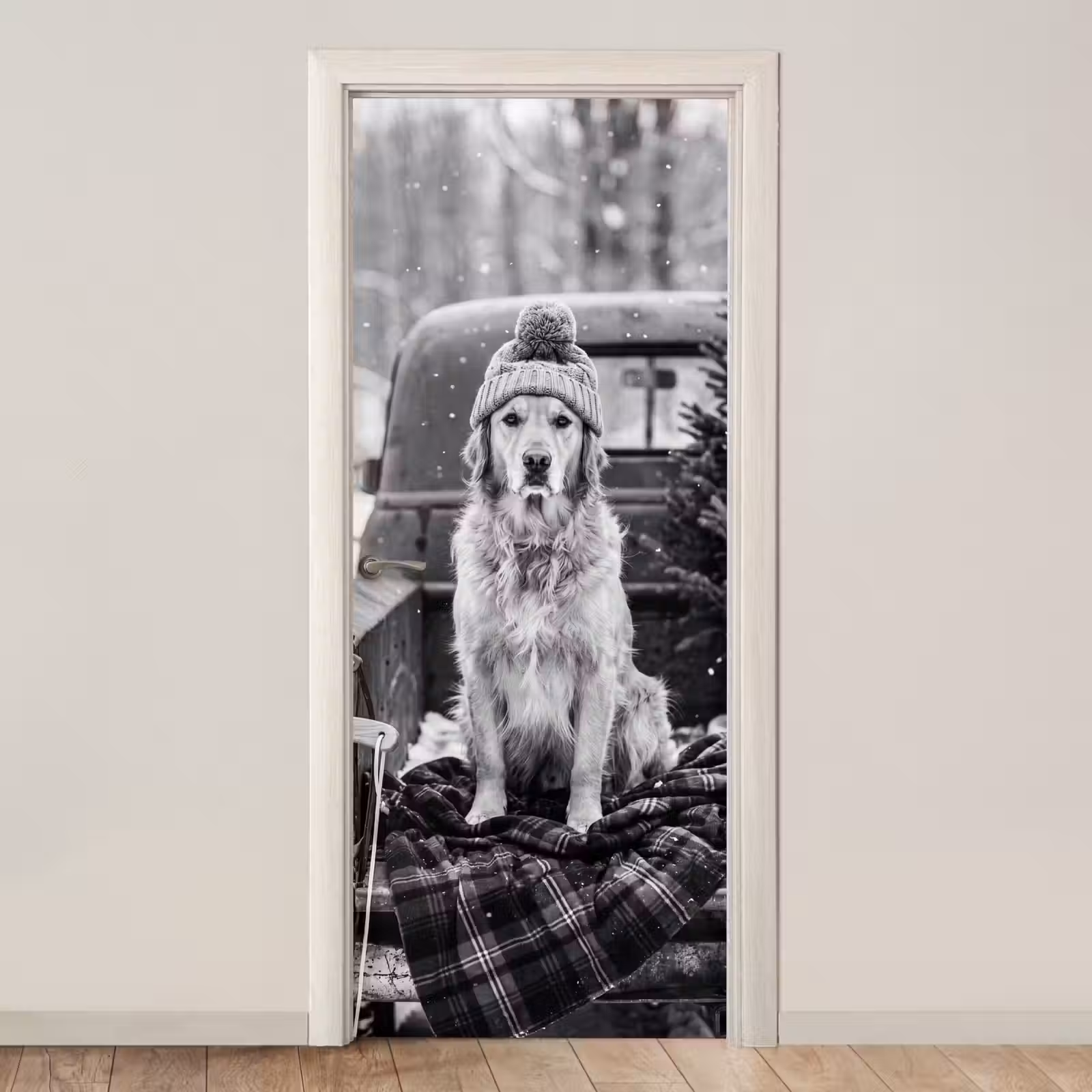 Deursticker - Hond - Muts - Winter — 1