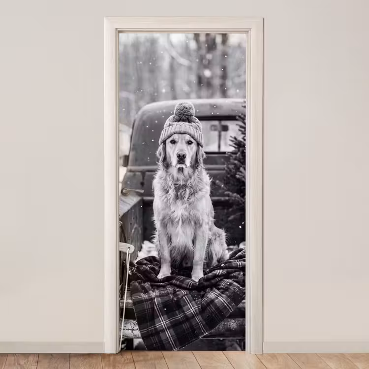 Deursticker - Hond - Muts - Winter — 1