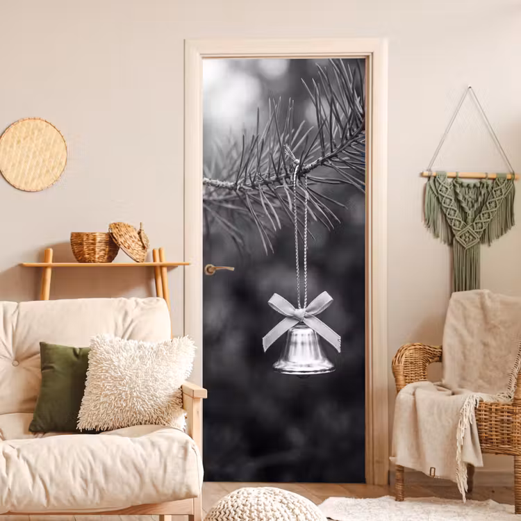 Deursticker - Kerstbel - Boom - Zwart-wit — 4