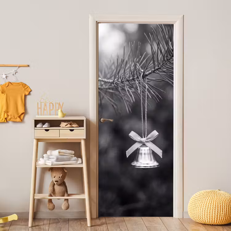 Deursticker - Kerstbel - Boom - Zwart-wit — 6