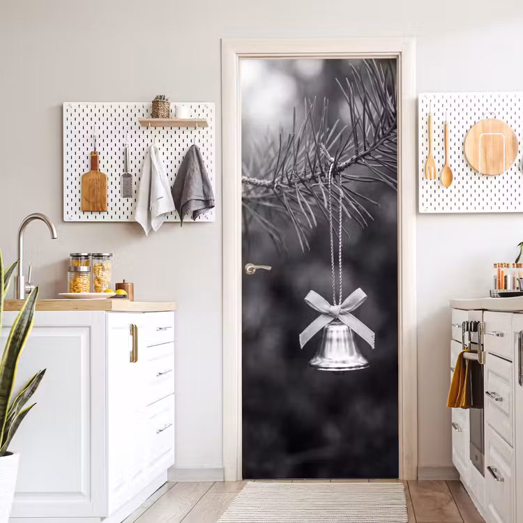 Deursticker - Kerstbel - Boom - Zwart-wit — 7