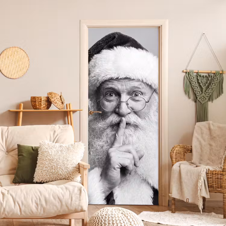 Deursticker - Kerstman - Zwart-wit - Kerst — 4