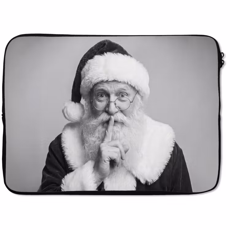 Laptophoes - Kerstman - Zwart-wit - Kerst — 1