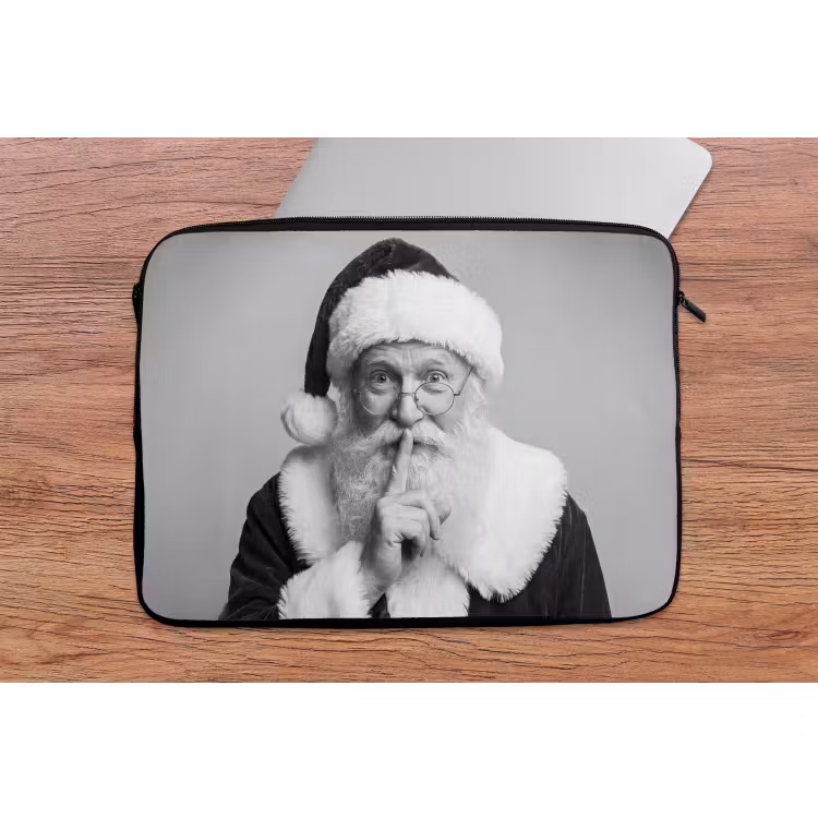 Laptophoes - Kerstman - Zwart-wit - Kerst — 2