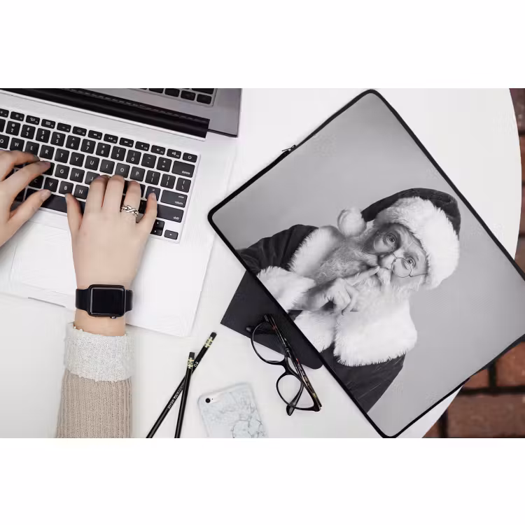 Laptophoes - Kerstman - Zwart-wit - Kerst — 3