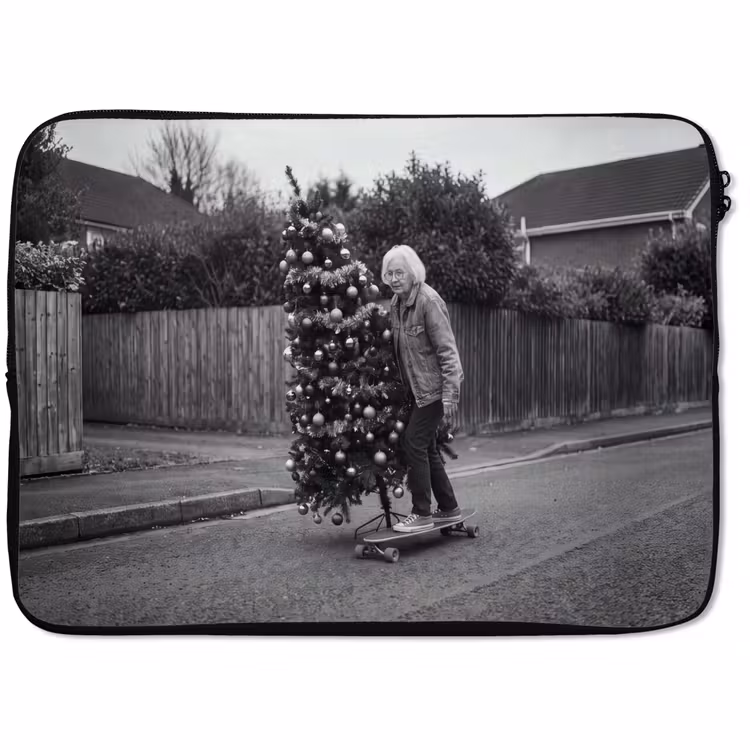 Laptophoes - Vrouw - Skateboard - Kerst — 1