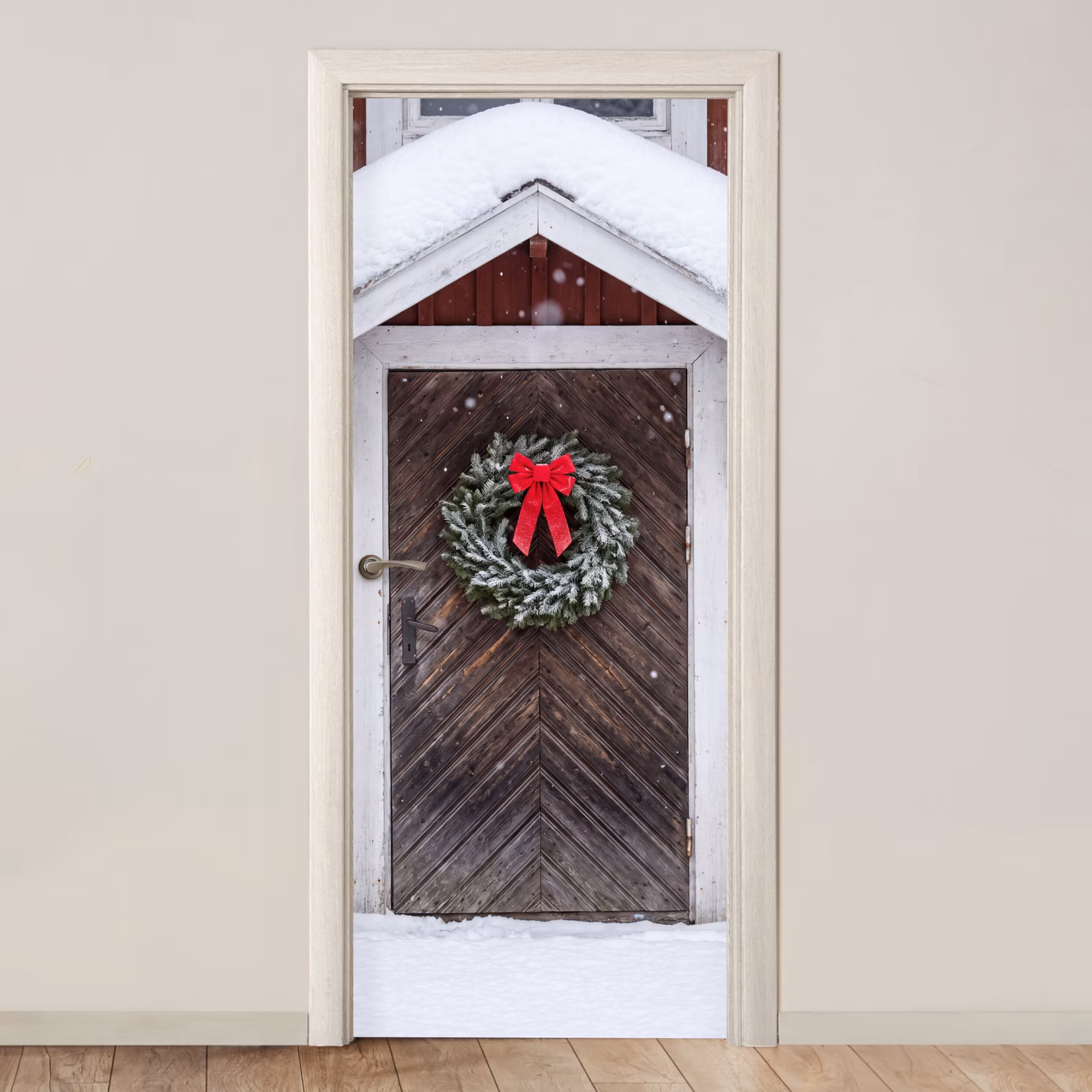 Deursticker - Deur - Kerstkrans - Winter — 1