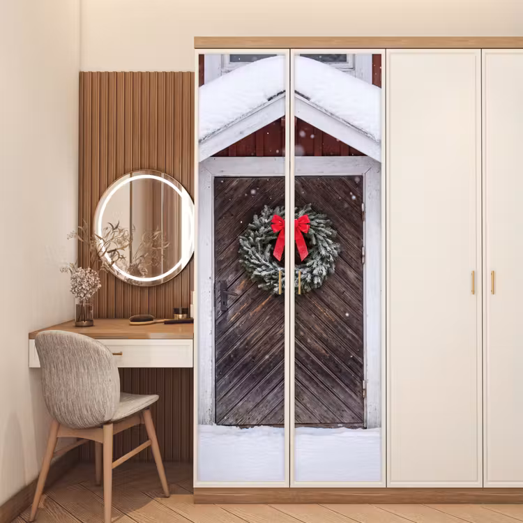 Deursticker - Deur - Kerstkrans - Winter — 5