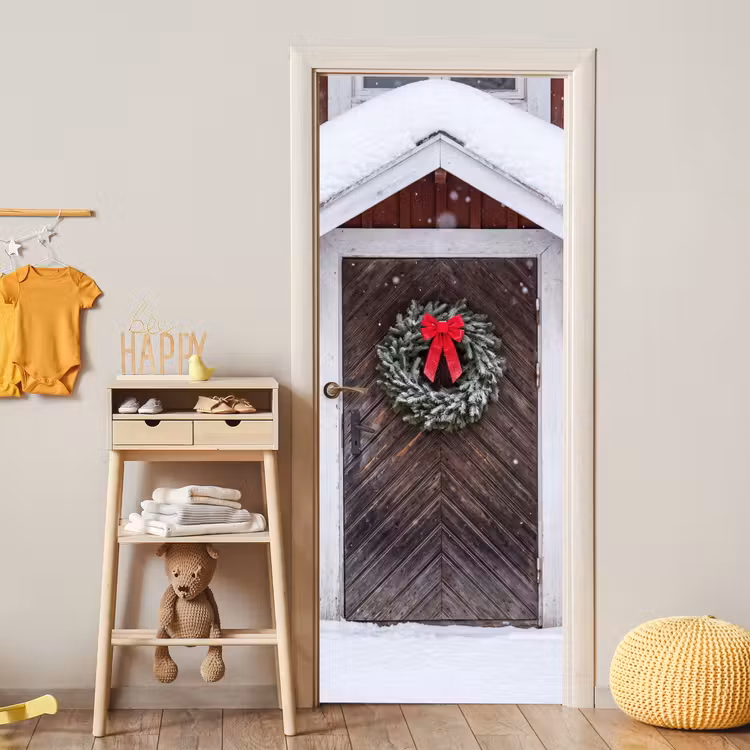 Deursticker - Deur - Kerstkrans - Winter — 6
