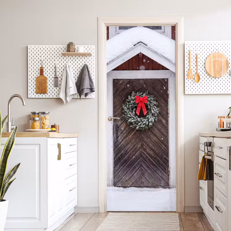 Deursticker - Deur - Kerstkrans - Winter — 7