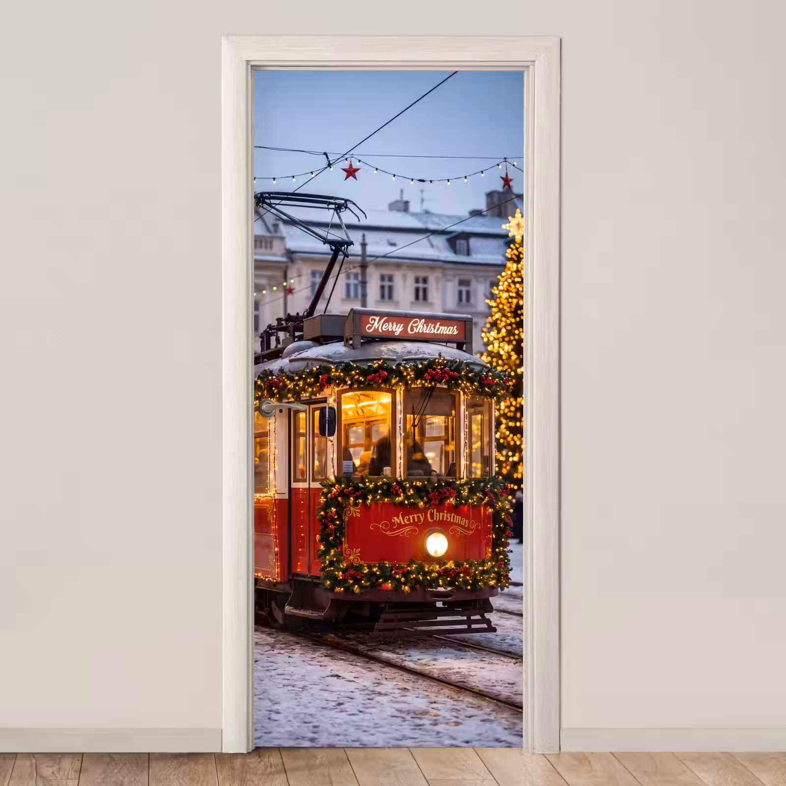 Deursticker - Tram - Kerst - Sneeuw — 1