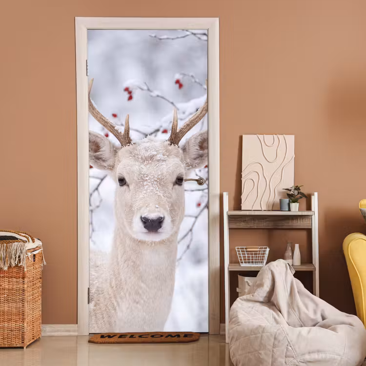 Deursticker - Hert - Natuur - Sneeuw — 2