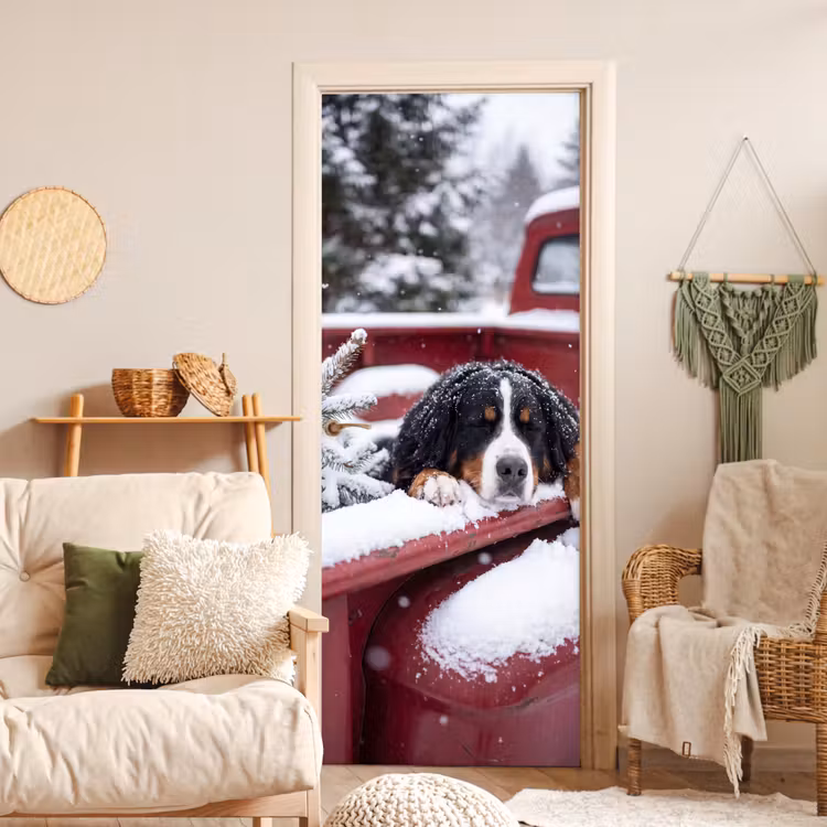 Deursticker - Hond - Rode vrachtwagen — 4