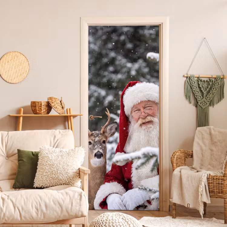 Deursticker - Kerstman - Hert - Sneeuw — 4