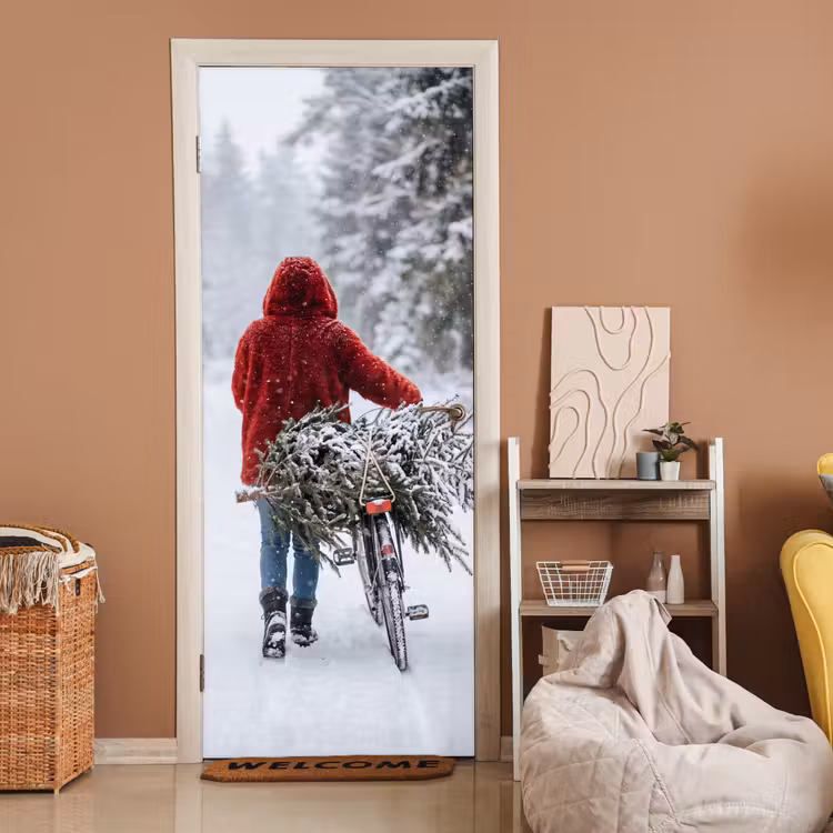 Deursticker - Persoon - Boom - Winter — 2