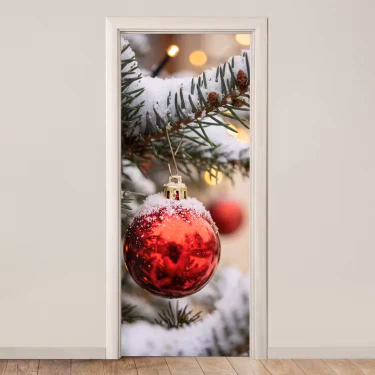 Deursticker - Kerstbal - Sneeuw - Winter — 1
