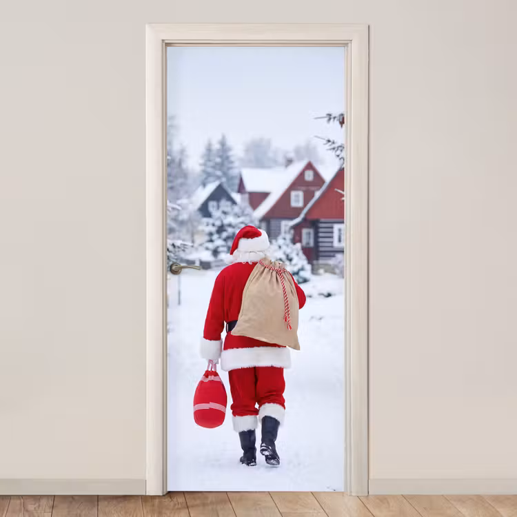 Deursticker - Kerstman - Sneeuw - Winter — 1