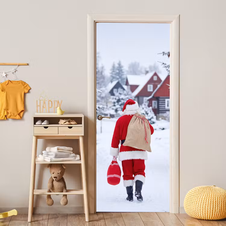 Deursticker - Kerstman - Sneeuw - Winter — 6