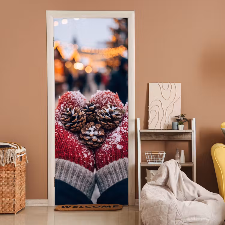 Deursticker - Wanten - Kerst - Sneeuw — 2