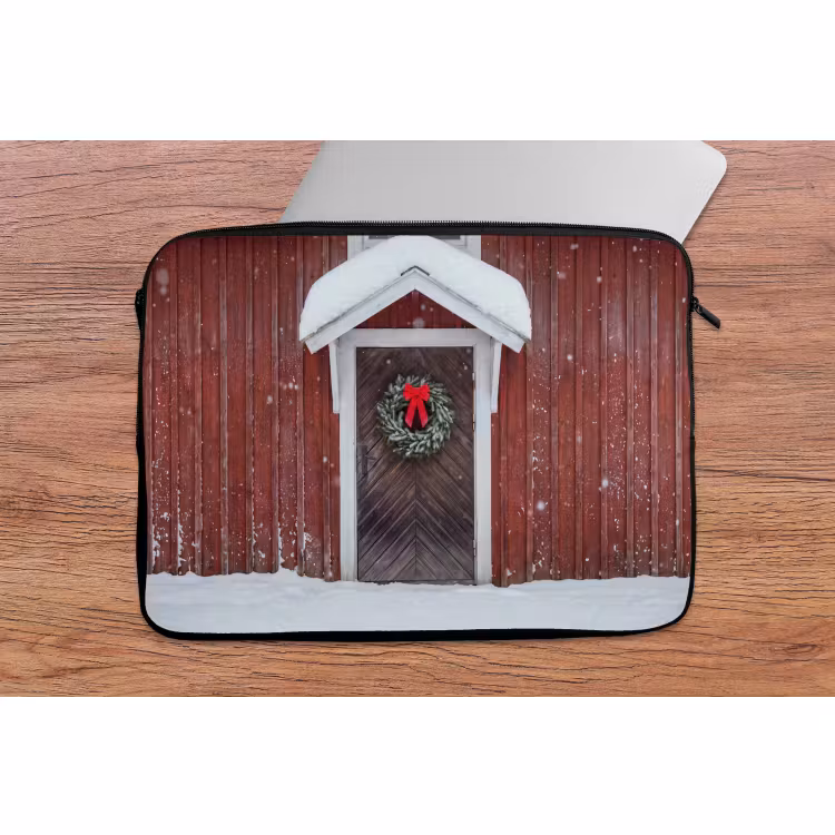 Laptophoes - Deur - Kerstkrans - Winter — 2