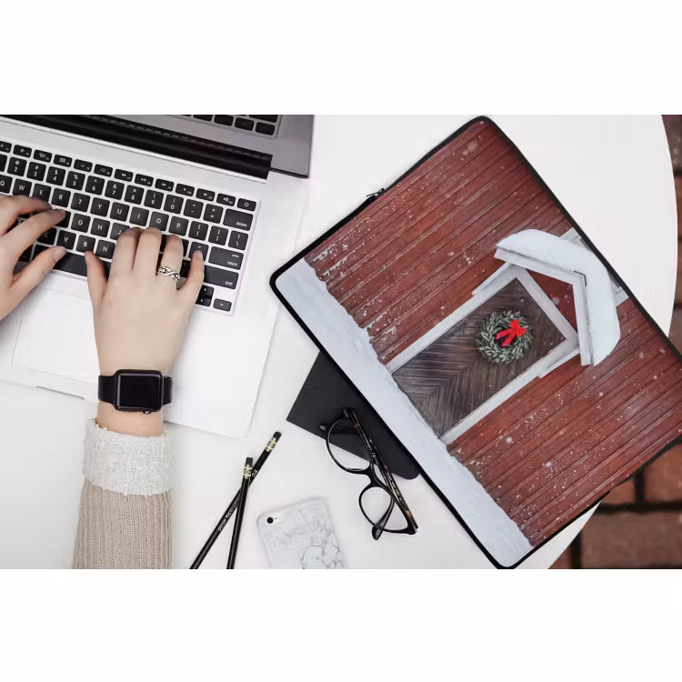 Laptophoes - Deur - Kerstkrans - Winter — 3