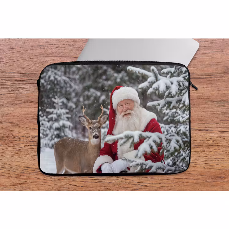 Laptophoes - Kerstman - Hert - Sneeuw — 2