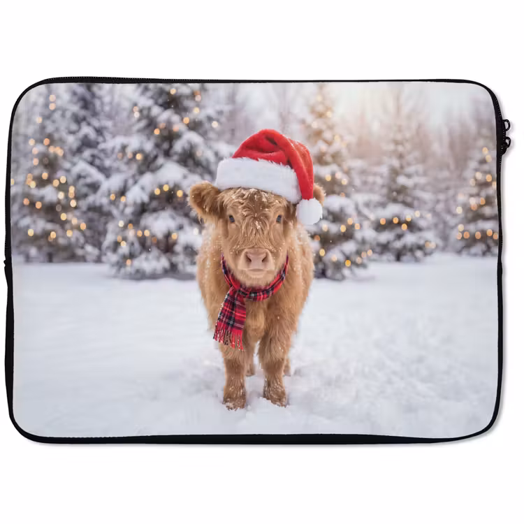 Laptophoes - Koe - Kerst - Sneeuw — 1