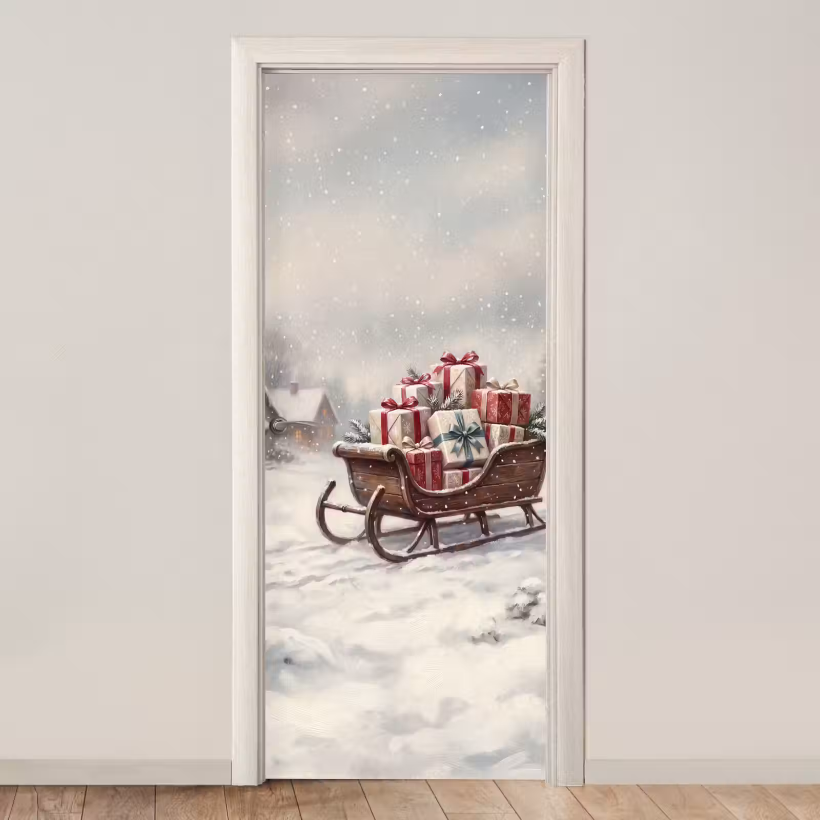 Deursticker - Slede - Cadeaus - Kerst — 1