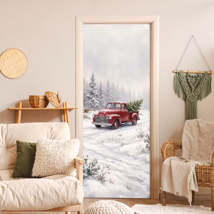 Deursticker - Auto - Besneeuwd - Bos — 4
