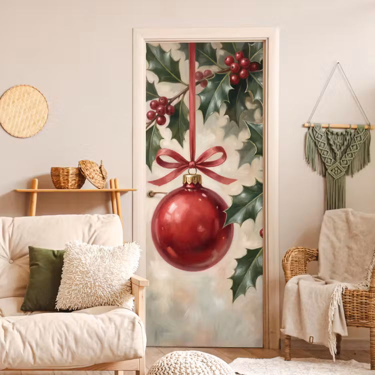 Deursticker - Kerstbal - Hulst - Rood — 4