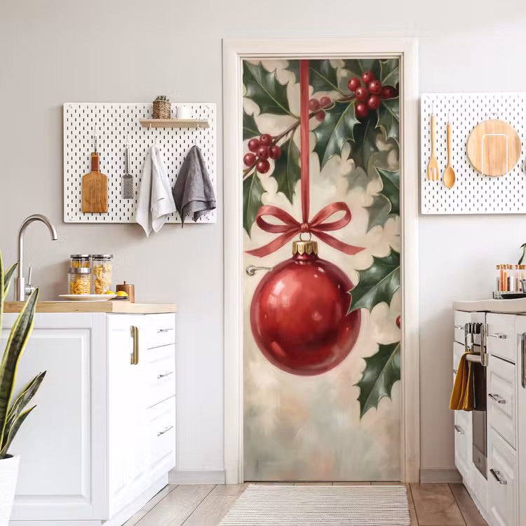 Deursticker - Kerstbal - Hulst - Rood — 7