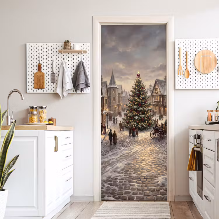 Deursticker - Kerstboom - Sneeuw - Stad — 7