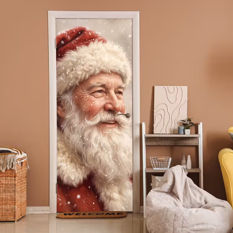 Deursticker - Kerstman - Sneeuw - Kerst — 2
