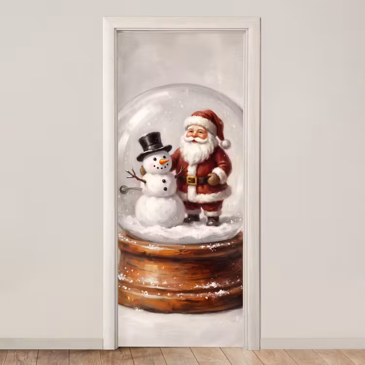 Deursticker - Kerstman - Sneeuwbol - Kerst — 1