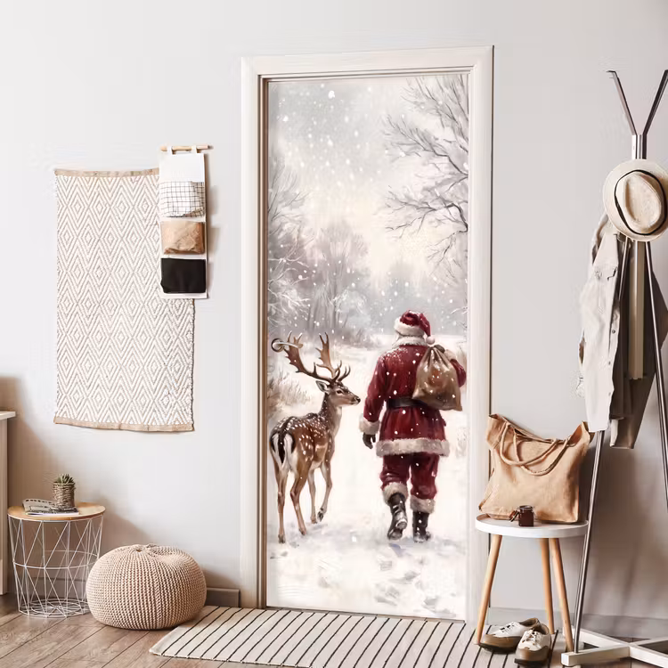 Deursticker - Kerstman - Winter - Natuur — 8