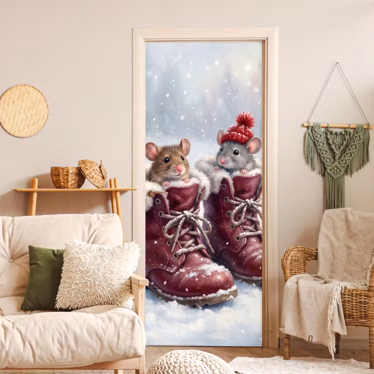 Deursticker - Muizen - Laarzen - Sneeuw — 4