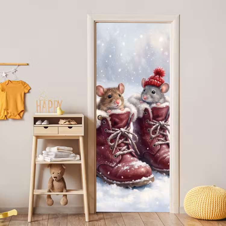 Deursticker - Muizen - Laarzen - Sneeuw — 6
