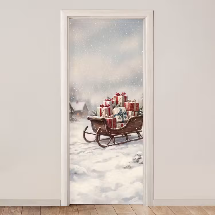 Deursticker - Slede - Cadeaus - Kerst — 1