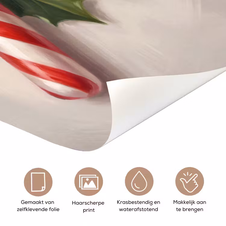 Deursticker - Zuurstok - Kerst - Rood — 3