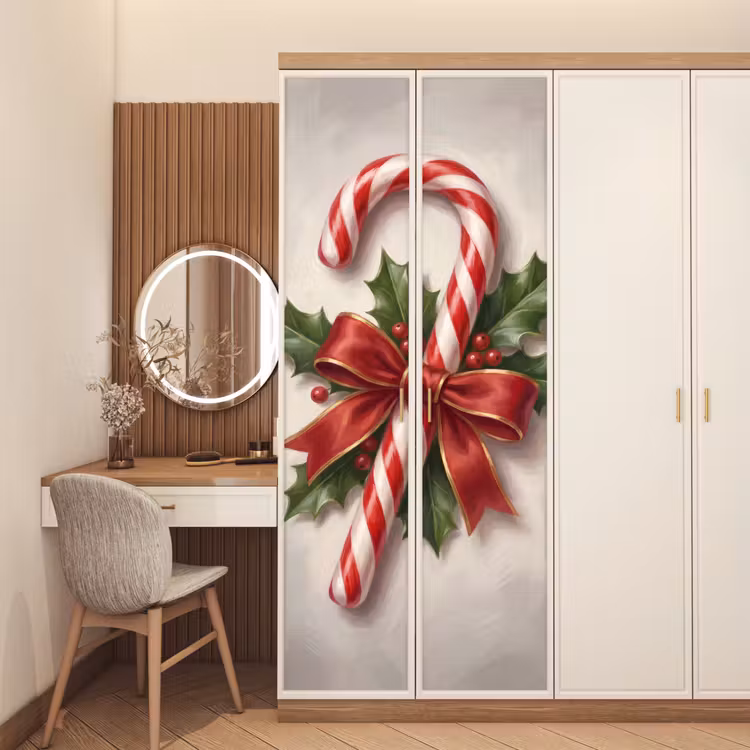 Deursticker - Zuurstok - Kerst - Rood — 5