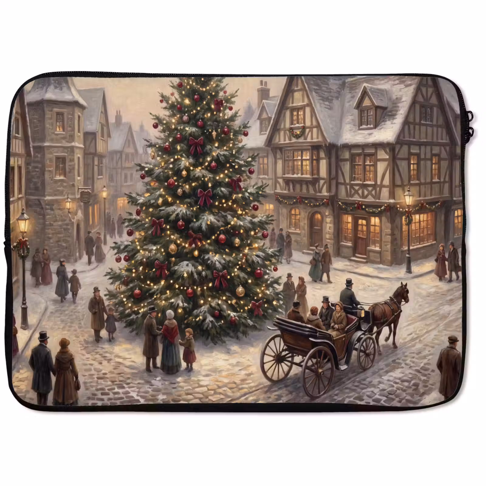 Laptophoes - Kerstboom - Sneeuw - Stad — 1