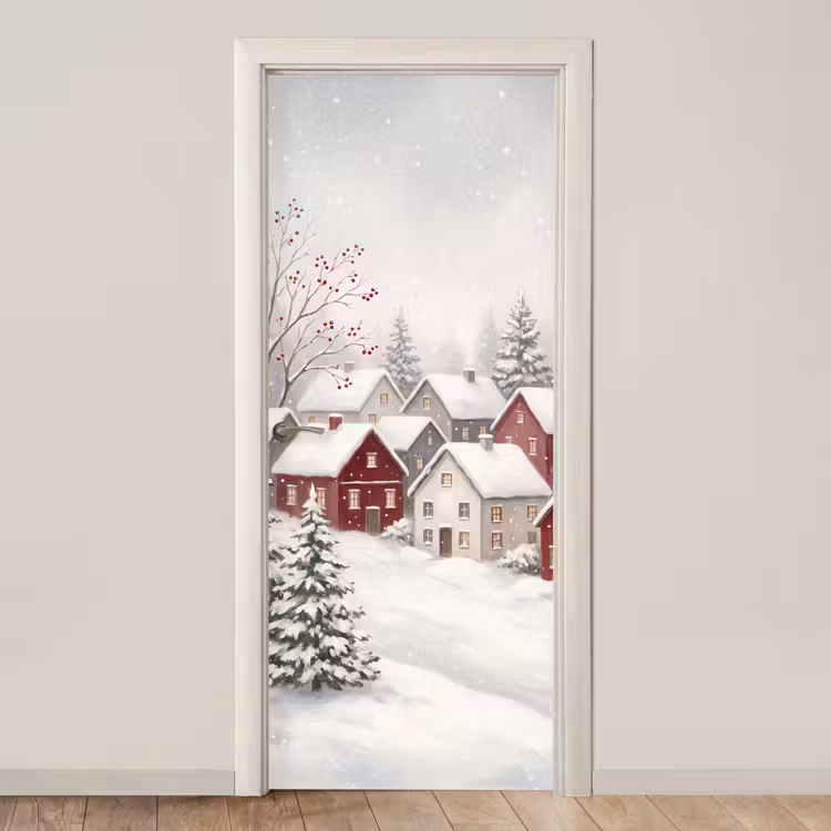 Deursticker - Huizen - Sneeuw - Winter — 1