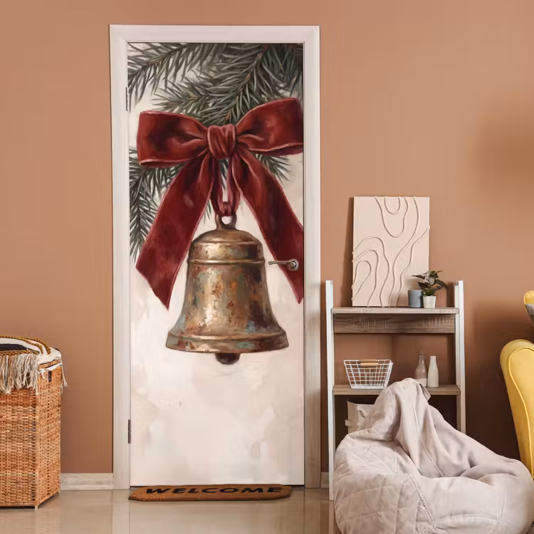 Deursticker - Klok - Kerst - Strik — 2
