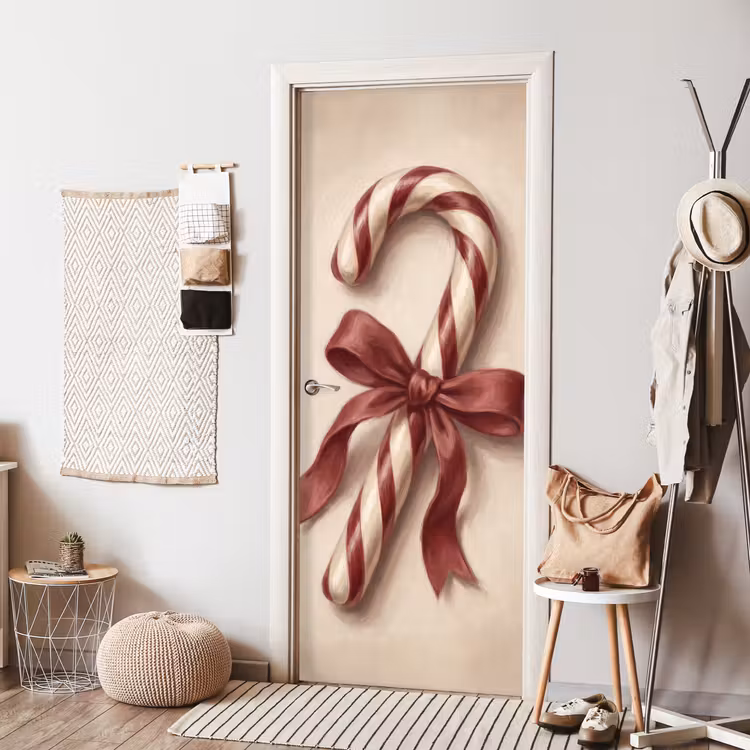 Deursticker - Pepermuntstok - Kerst - Rood — 8
