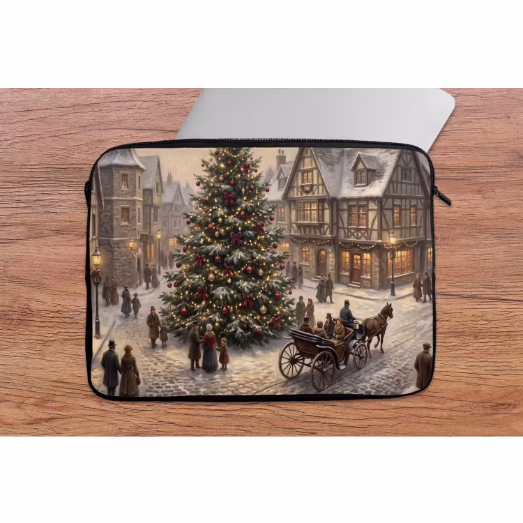 Laptophoes - Kerstboom - Sneeuw - Stad — 2