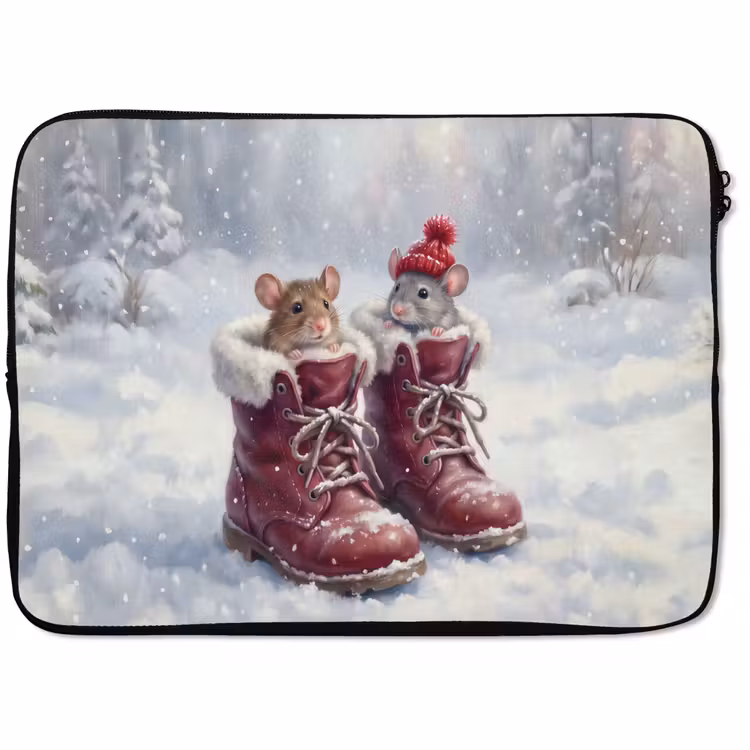 Laptophoes - Muizen - Laarzen - Sneeuw — 1