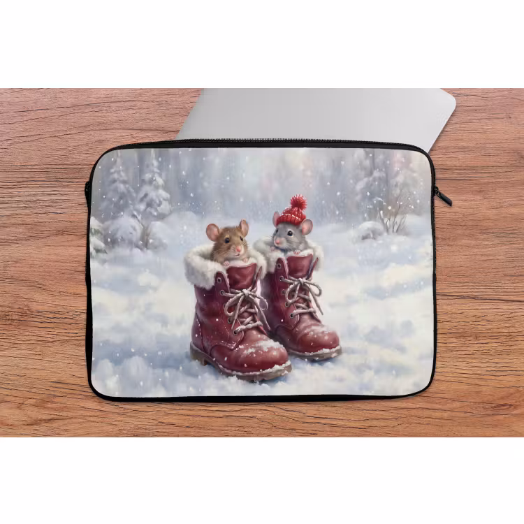 Laptophoes - Muizen - Laarzen - Sneeuw — 2